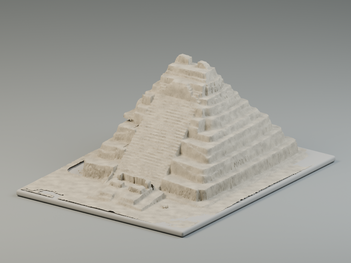 Cleaned pyramid presentation with synthetic stone finish